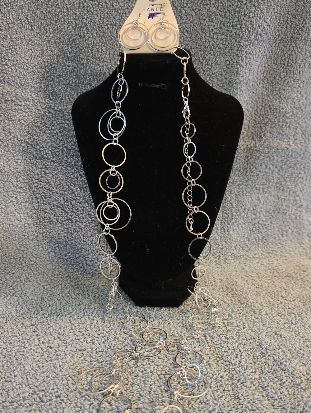 Silver Multi-Circle Long Necklace in Silver